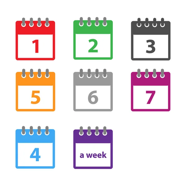 Różne Kolorowe Tygodniowy Kalendarz Ikona Projekt Wektorowy — Wektor stockowy