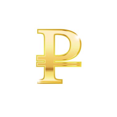 Altın ruble sembolü izole web vektör simgesi. Ruble trendy 3d tarzı vektör simgesi
