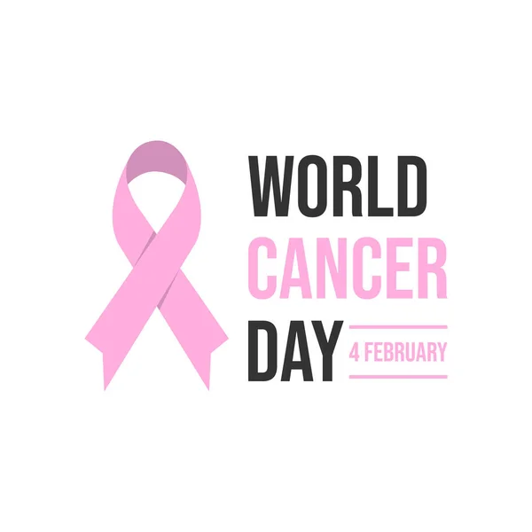Cancer day concept banner on white background. World awareness ribbon of cancer