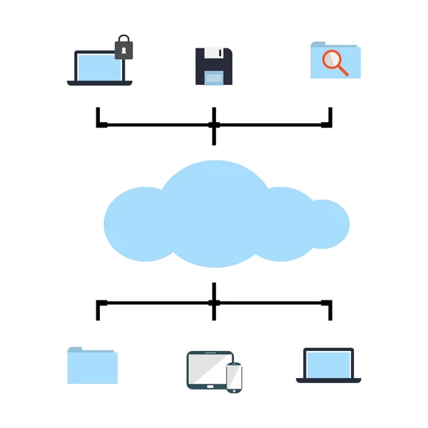 Cloud Data System Management Vector Concepto Computación Nube — Vector de stock