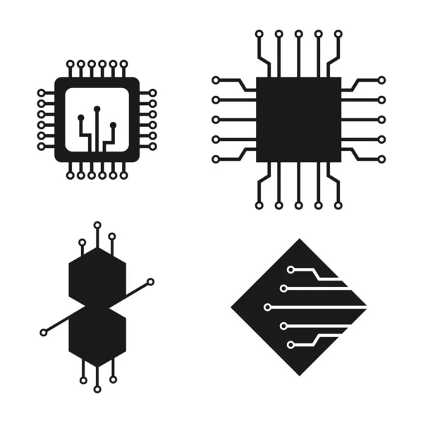 Circuit Carte Vecteur Conception Icône Ensemble — Image vectorielle