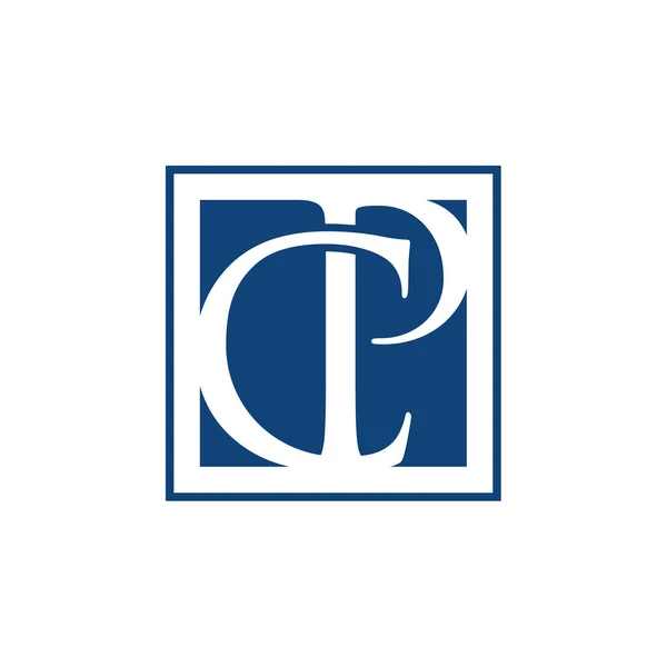 CP mektup ilk alfabe Logo tasarım şablonu öğesi. Kare arka plan şekli ile soyut Cp mektup logo