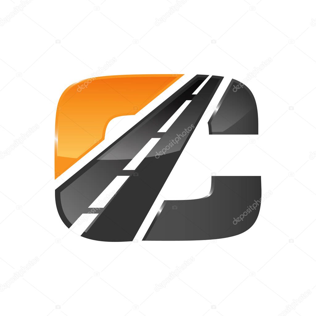 C letter road construction creative logo