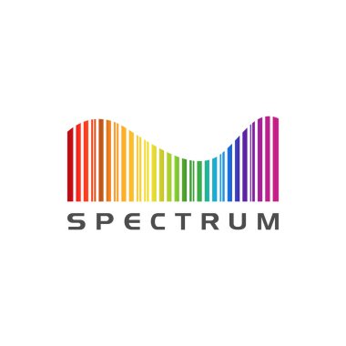 Beyaz zemin üzerinde izole Rainbow Spectrum dalga logosu vektör