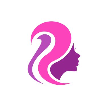 Kadın salonları ve dükkanlar için Vektör logosu, bir güzellik salonu için Soyut logo. Soyut kadınlar vektörle karşı karşıya