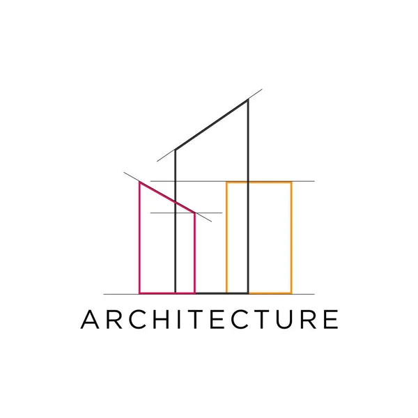 Outline Architecture real estate building logo with grid line