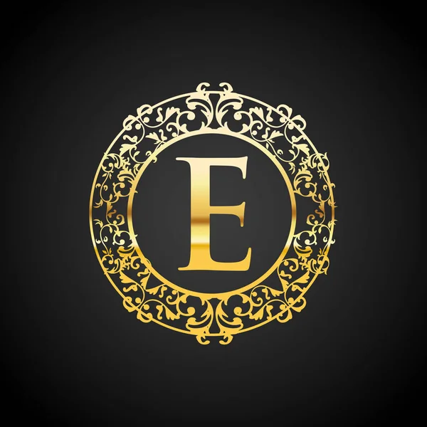 Letter Gold Luxe Vintage Ornament Logo Ontwerp — Stockvector