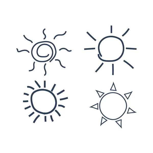 Набор ручных рисунков символов векторного изображения Солнца — стоковый вектор