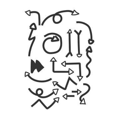 Soyut fırça çizgisi okları el çizilmiş stil illüstrasyon vect