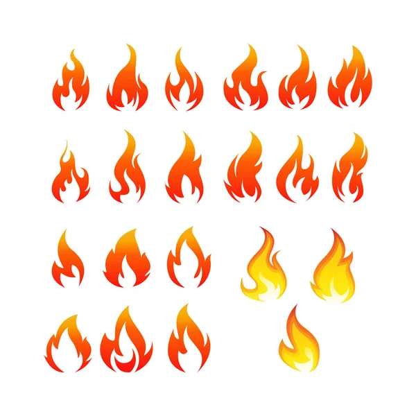 Flamma eller brand Ikonuppsättning vektorbild design på vit bakgrund — Stock vektor