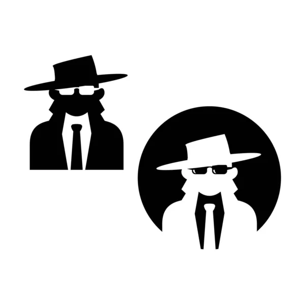 Man Suit Hat Secret Service Agent Icon Agent Icon Spy — Stock Vector