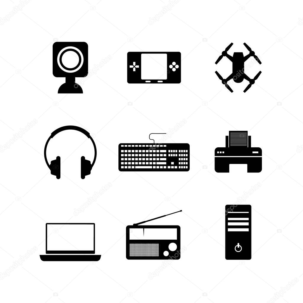 Computer electronic technology icon set vector image