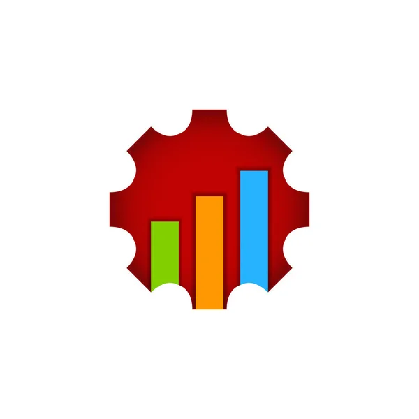 Negócios finanças logotipo gráfico bar seta dentro engrenagem engrenagem cog design vec — Vetor de Stock