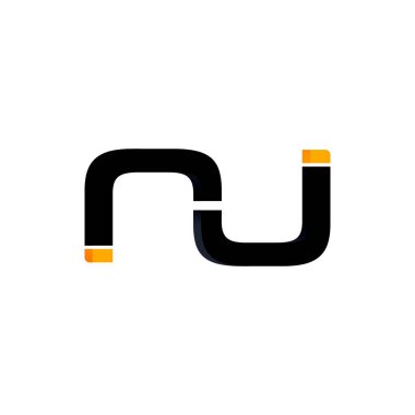 Beyaz zemin üzerinde izole N harfi soyut tipografi logo vektör tasarımı.