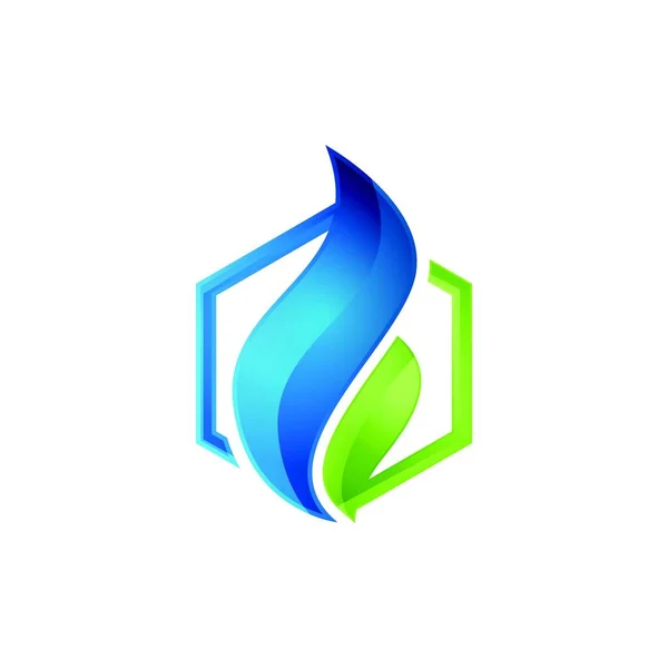 Šestiúhelníkový Tvar Plynu Ropné Přírodní Energie Logo Design Izolované Bílém — Stockový vektor