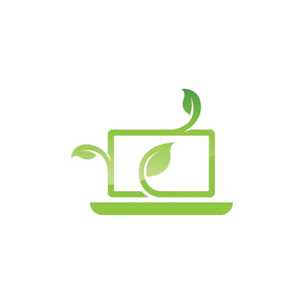 Yeşil Teknoloji Logosu Konsept Yaprak Teknolojisi Logo Tasarımı Doğa Teknolojisi — Stok Vektör