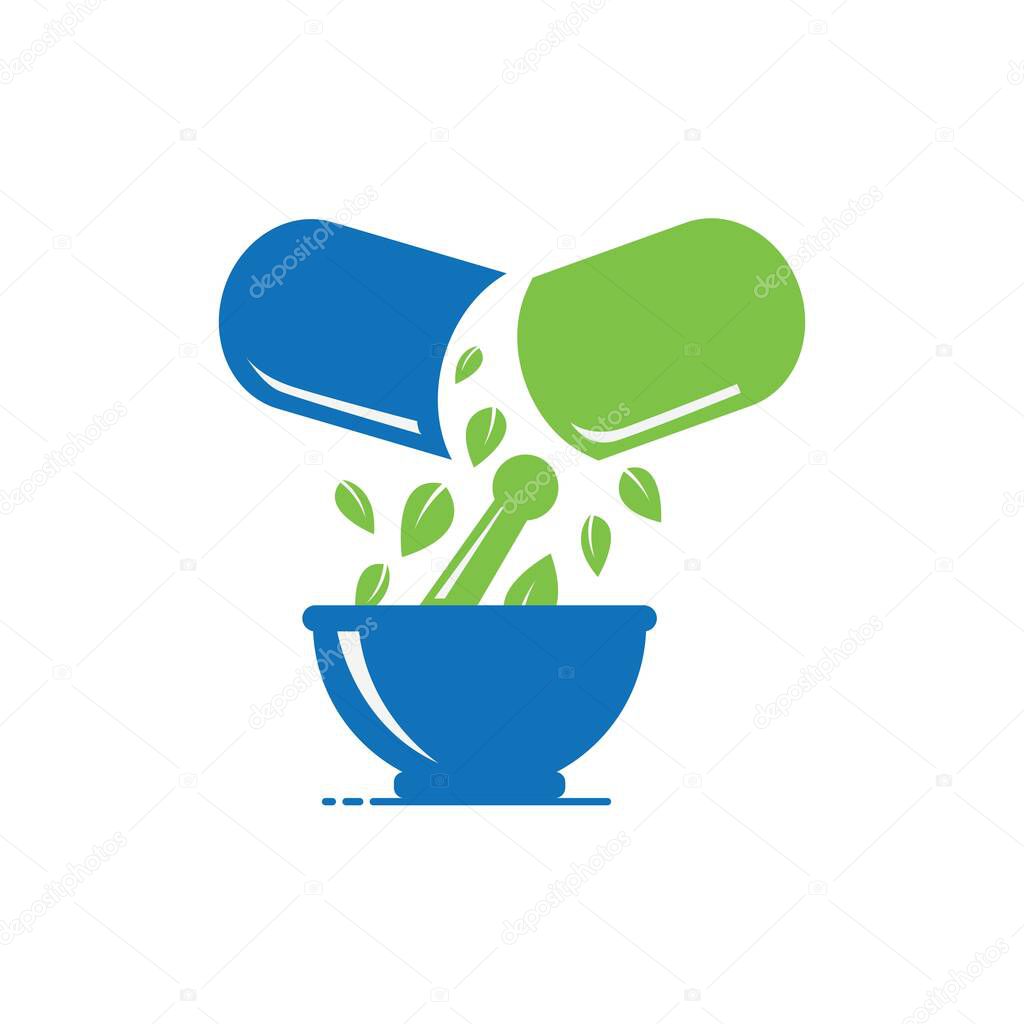 Nature health herbal medicine pharmacy logo design image vector template