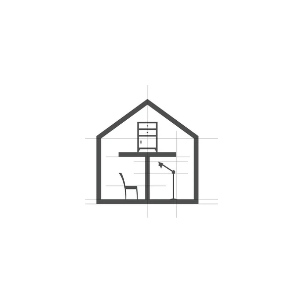 Créatif Moderne Maison Design Intérieur Logo Image Vectorielle Accueil Intérieur — Image vectorielle