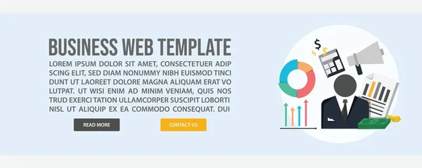 Plantilla Banner Web Para Negocios Finanzas Diseño Plano Estilo Negocios — Vector de stock