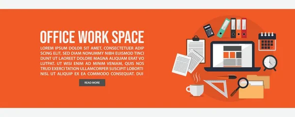 Diseño Plantilla Banner Web Espacio Trabajo Estilo Diseño Plano Espacio — Archivo Imágenes Vectoriales