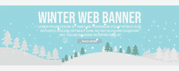 Winter Landschaft Web Banner Vorlage Design Flaches Design Stil Winter — Stockvektor