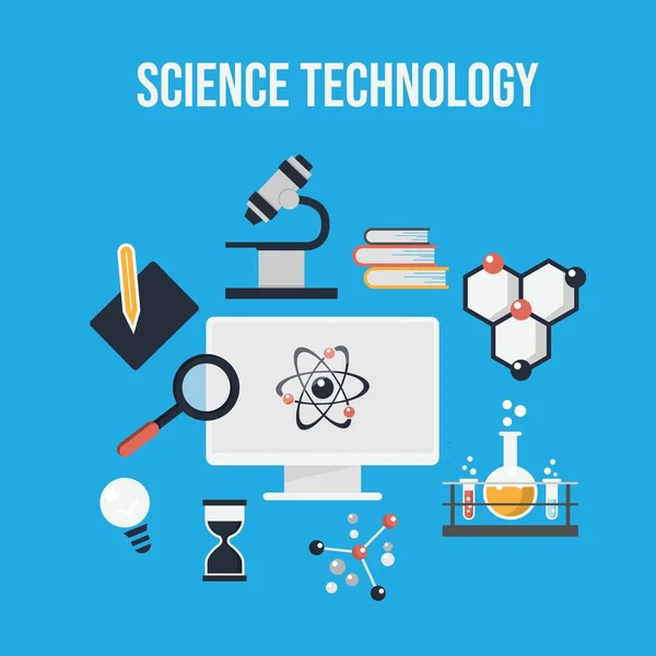 Flat Design Concept Science Technology Science Technology Research Laboratory Workspace — Stock Vector