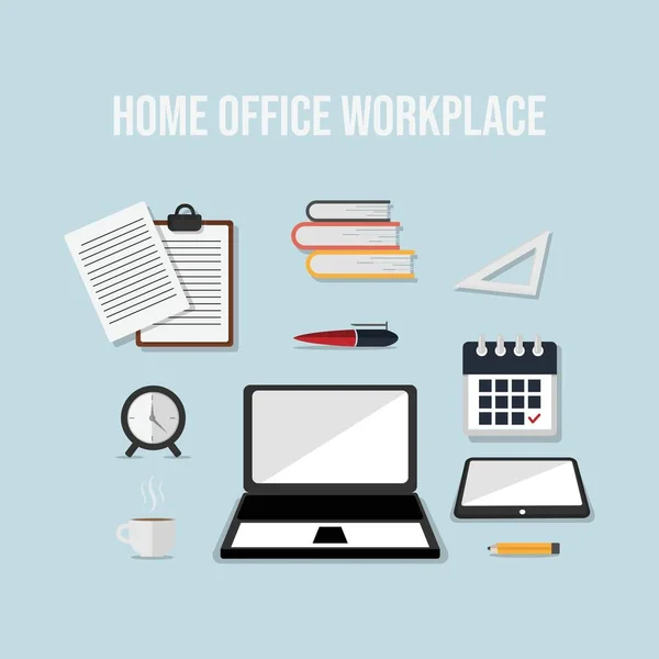 Home Office Local Trabalho Imagem Vetorial Plana Espaço Trabalho Interior —  Vetores de Stock