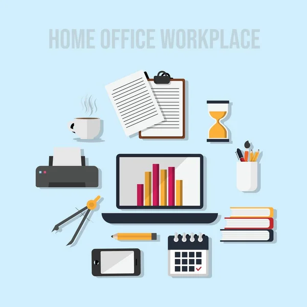 Home Office Local Trabalho Imagem Vetorial Plana Espaço Trabalho Interior —  Vetores de Stock