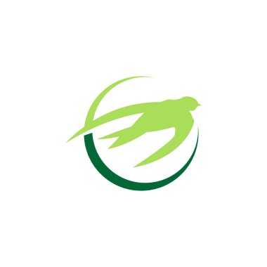 Bu modern hızlı kuş logosu doğayla uyum, hız ve özgürlüğü temsil eder. Pürüzsüz çizgiler ve canlı yeşil bir paletle