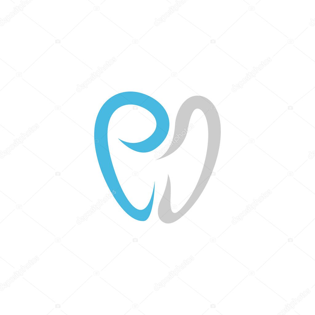 This professional and minimalist dental logo design features a creative tooth-inspired icon with clean lines and a fresh blue-gray color combination.