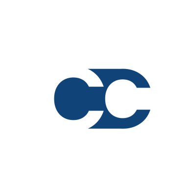 Koyu mavi renkli temiz ve basit bir CC monogramı. Bu tasarım modern, minimal ve kurumsal ya da kişisel markalaşma için çok yönlü..