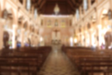 Abstract blur beautiful church interior for background. clipart