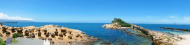 Panorama Manzara Yehliu Geopark, Taipei, Tayvan.