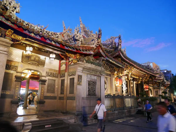 Taipei Taiwan Julho 2018 Templo Longshan Noite Longshan Templo Templo — Fotografia de Stock