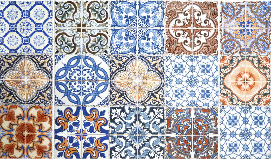 Vintage ceramic tiles pattern wall decoration texture and background.