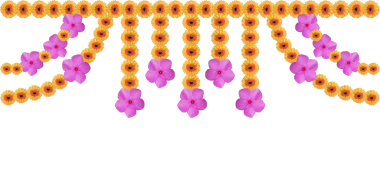 Düğün dekorasyonu için Daisy çiçek dekorasyonu, Mutlu Diwali, Hindistan Tatil Festivali şeffaf arka planda izole