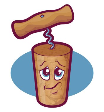 Wine Cork Character Illustration clipart