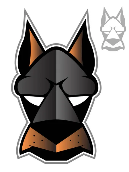 Illustration Doberman Hound Dog Face — Stock Vector