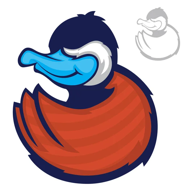 Illustration Blue Billed Duck Character — Stock Vector