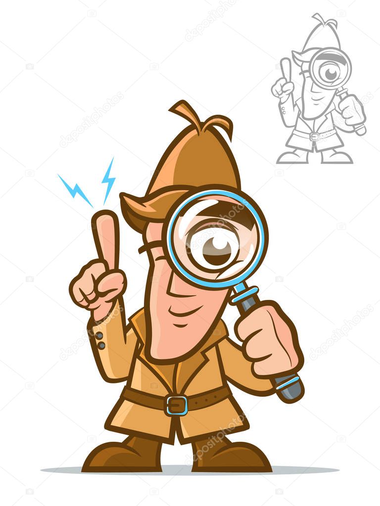 Illustration of a classic sleuth with magnifying glass