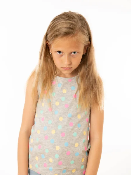 Portrait Pretty Bullied Depressed Alone Tired Stressed Young Child Looking — Stock Photo, Image