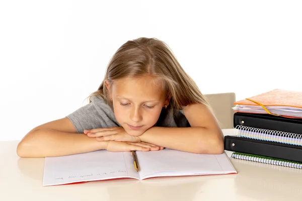 Educação Escola Primária Infância Conceito Emoções Triste Entediado Menina Estudante — Fotografia de Stock