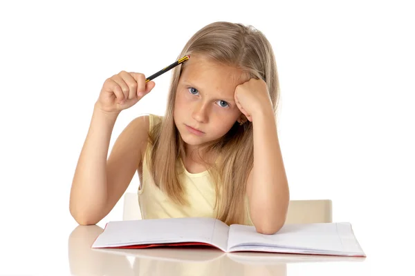 Education Elementary School Childhood Emotions Concept Sad Bored Little Student Stock Picture