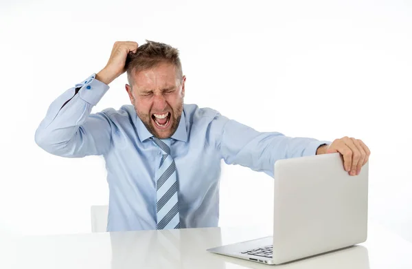 Businessman desperate with laptop — Stock Photo, Image