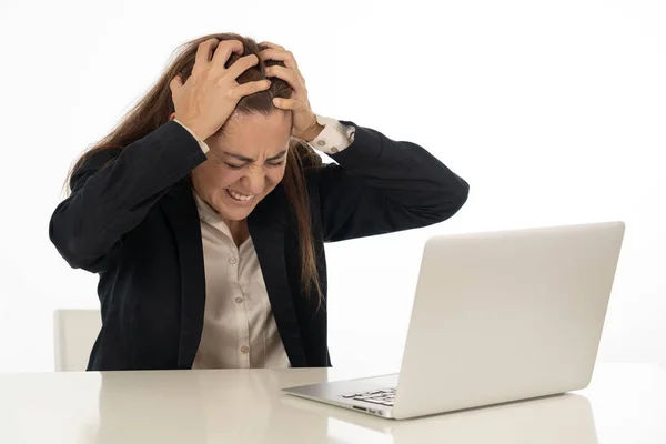 绝望的商业妇女与计算机 — 图库照片
