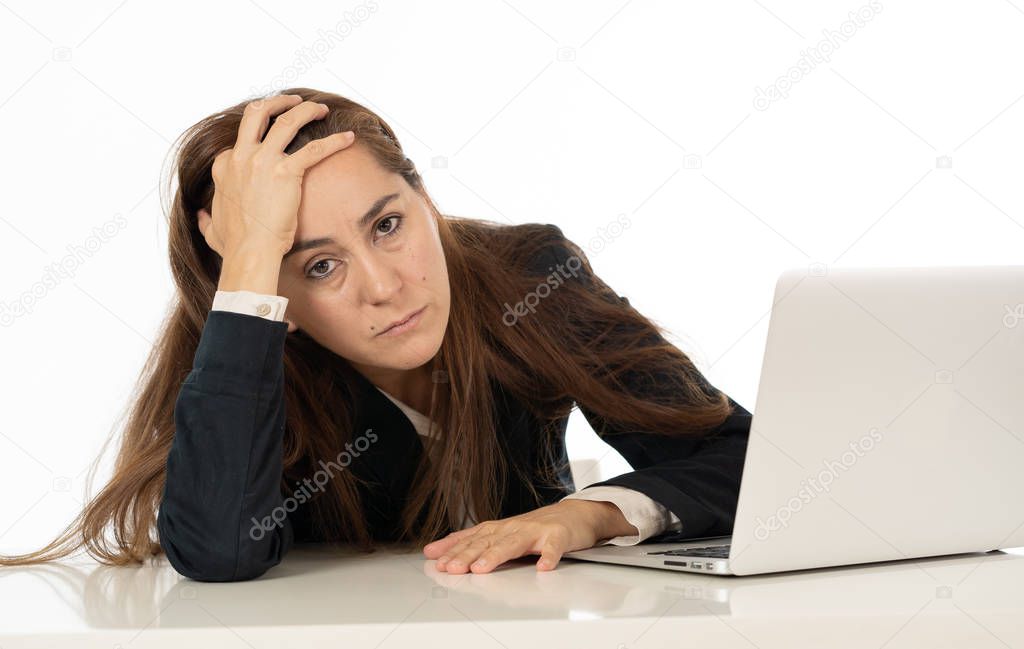 Business woman desperate with computer