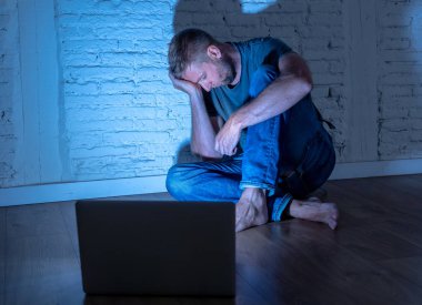 Men suffering Internet cyber bullying clipart