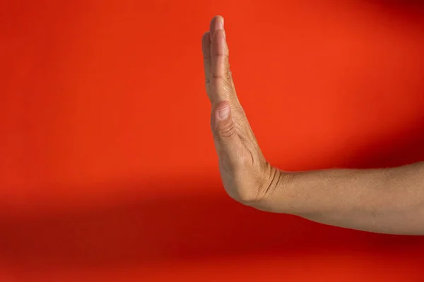 Γυναίκα χέρι δείχνει στοπ — Φωτογραφία Αρχείου