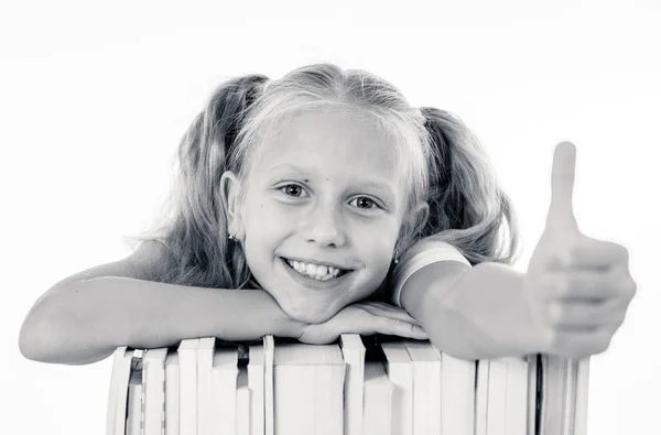 Felice Bella Carina Studentessa Ama Studiare Leggere Libri — Foto Stock