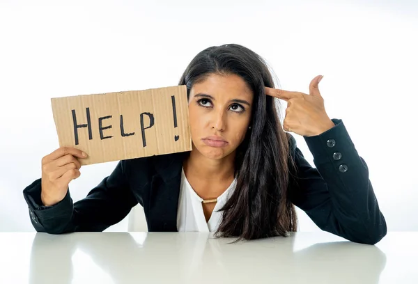 Jonge Mooie Latijns Zakenvrouw Overweldigd Moe Houden Van Een Help — Stockfoto